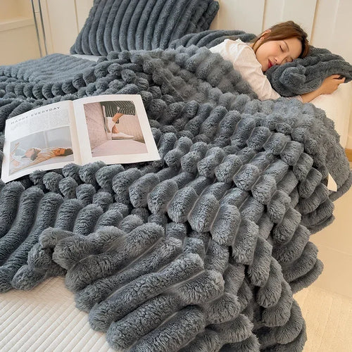 Luxurious Rabbit Hair Velvet Blanket - Falei Velvet Nap & Coral Velvet Cover for Ultimate Comfort in Winter